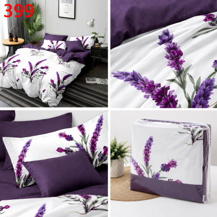 Lenjerie de pat dublu din finet lavanda mov , Super Elegant Pucioasa