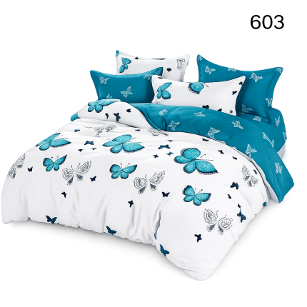 Lenjerie de pat din finet fluturi turquaz 603 Super Elegant Pucioasa