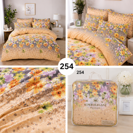 Lenjerie de pat dublu, finet 6 piese, 254 small flowers Super Elegant Pucioasa
