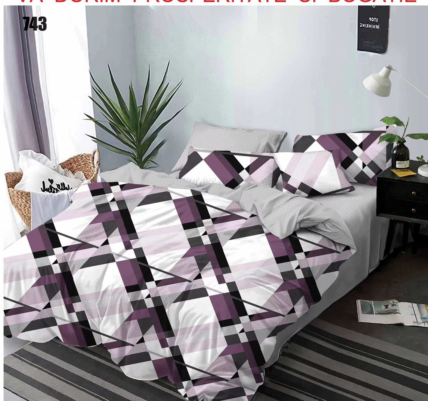 Lenjerie de pat din bumbac finet 743 , Super Elegant Pucioasa