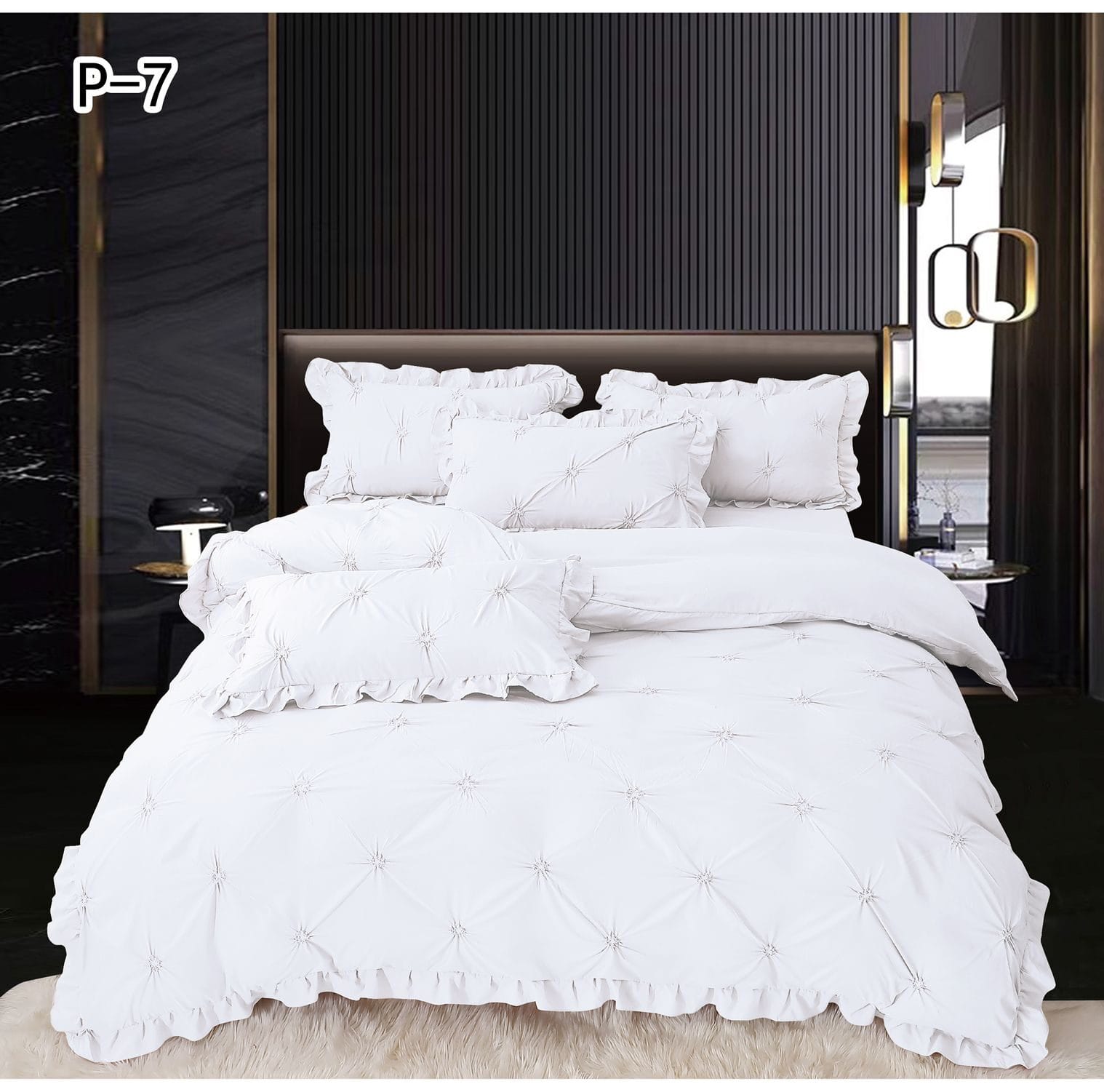 Lenjerie Uni din finet cu pliuri si volanase PVP22 , Super Elegant Pucioasa