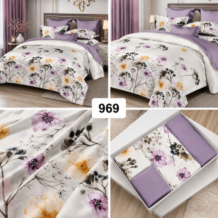 Lenjerie de Pat Finet Pucioasa 969 cu Imprimeu Floral mov