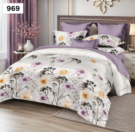 Lenjerie de Pat Finet Pucioasa 969 cu Imprimeu Floral mov