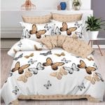 Lenjerie de pat din bumbac finet fluturi maro Super Elegant Pucioasa LP877