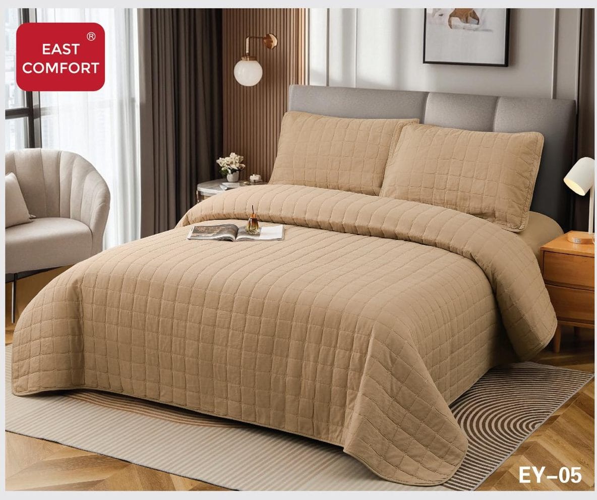 21ff2399-faac-42c2-a503-73e434332dd4 Cuvertura de Pat matlasata+husa de pat cu elastic+2 fete de perna EY05 - imagine 1