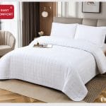 Cuvertura de Pat matlasata+husa de pat cu elastic+2 fete de perna EY10