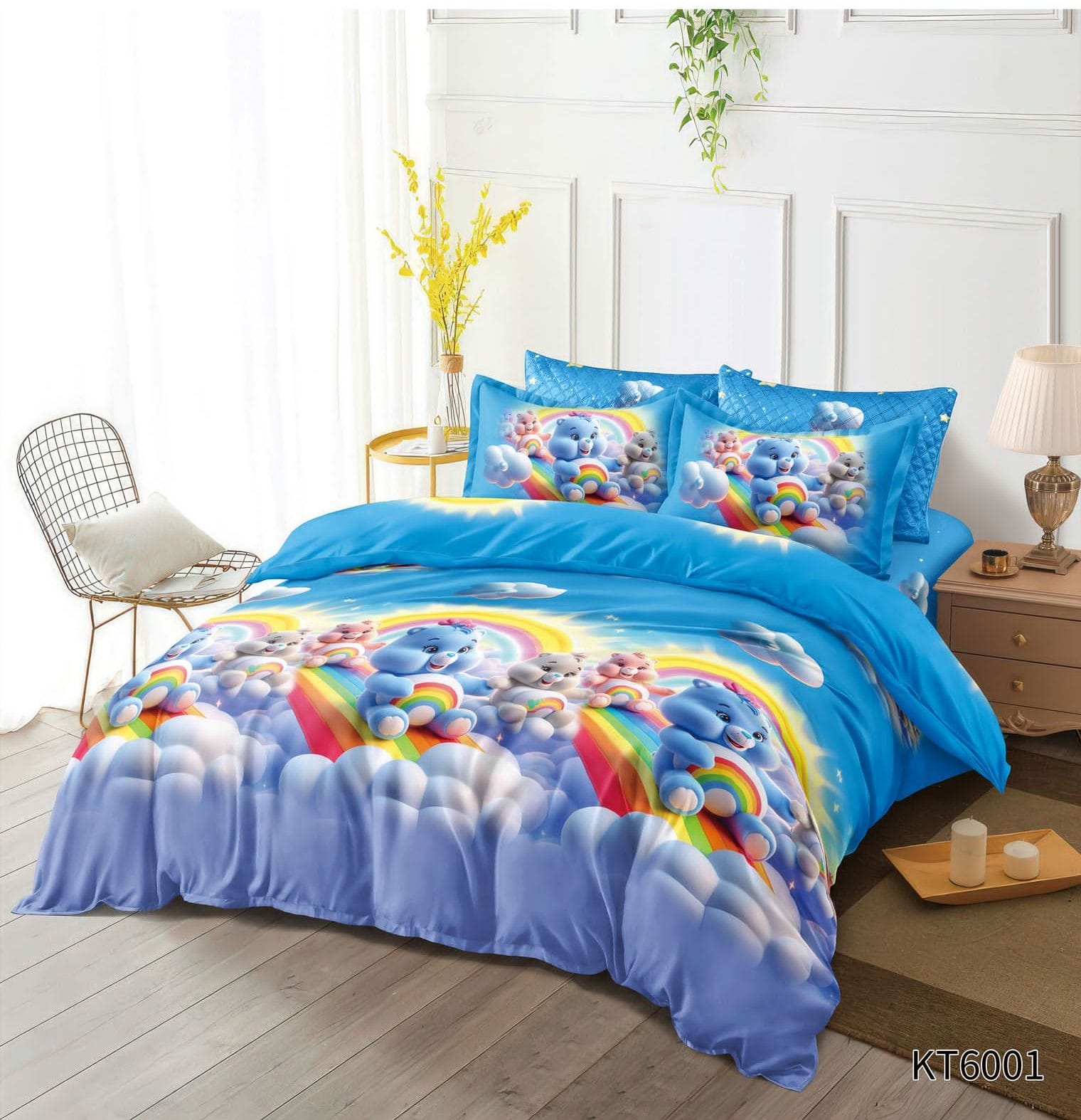 37db5b94-e3b9-4919-8e34-f5a286c4c947 Lenjerie pat dublu 6 piese cu elastic ursuleti KT05 - imagine 1