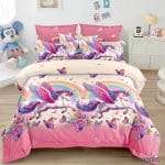 Lenjerie de pat 1 persoana cu unicorni din finet 1PRI01