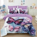 Lenjerie pat dublu 5 D cu elastic fluturi 5D14