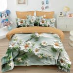 Lenjerie pat dublu 5 D cu elastic flori 5D18