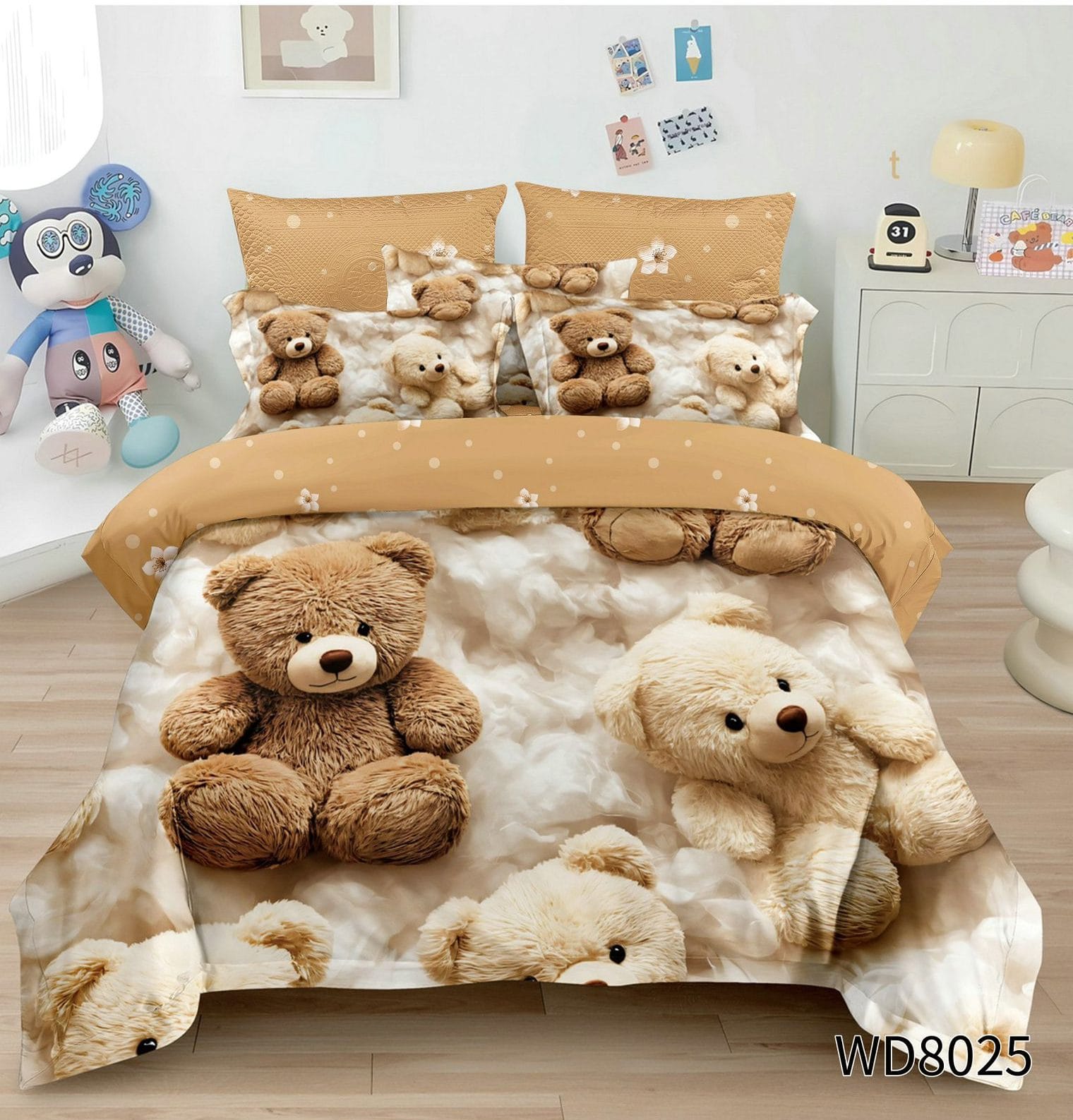 700c6a6f-120f-424e-9ee1-31d879c5d18f Lenjerie pat dublu 5 D cu elastic ursuleti 5D07 - imagine 1