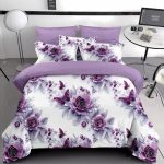 Lenjerie pat dublu 5 D cu elastic flori 5D21