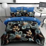 Lenjerie pat dublu 5 D cu elastic flori 5D26