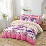 Lenjerie pat dublu 6 piese cu elastic unicorni KT04