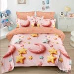 Lenjerie pat dublu 5 D cu elastic luna stele 5D29