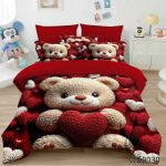 Lenjerie pat dublu 5 D cu elastic ursuleti 5D09