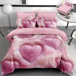 Lenjerie pat dublu 5 D cu inimi fluturi 5D31