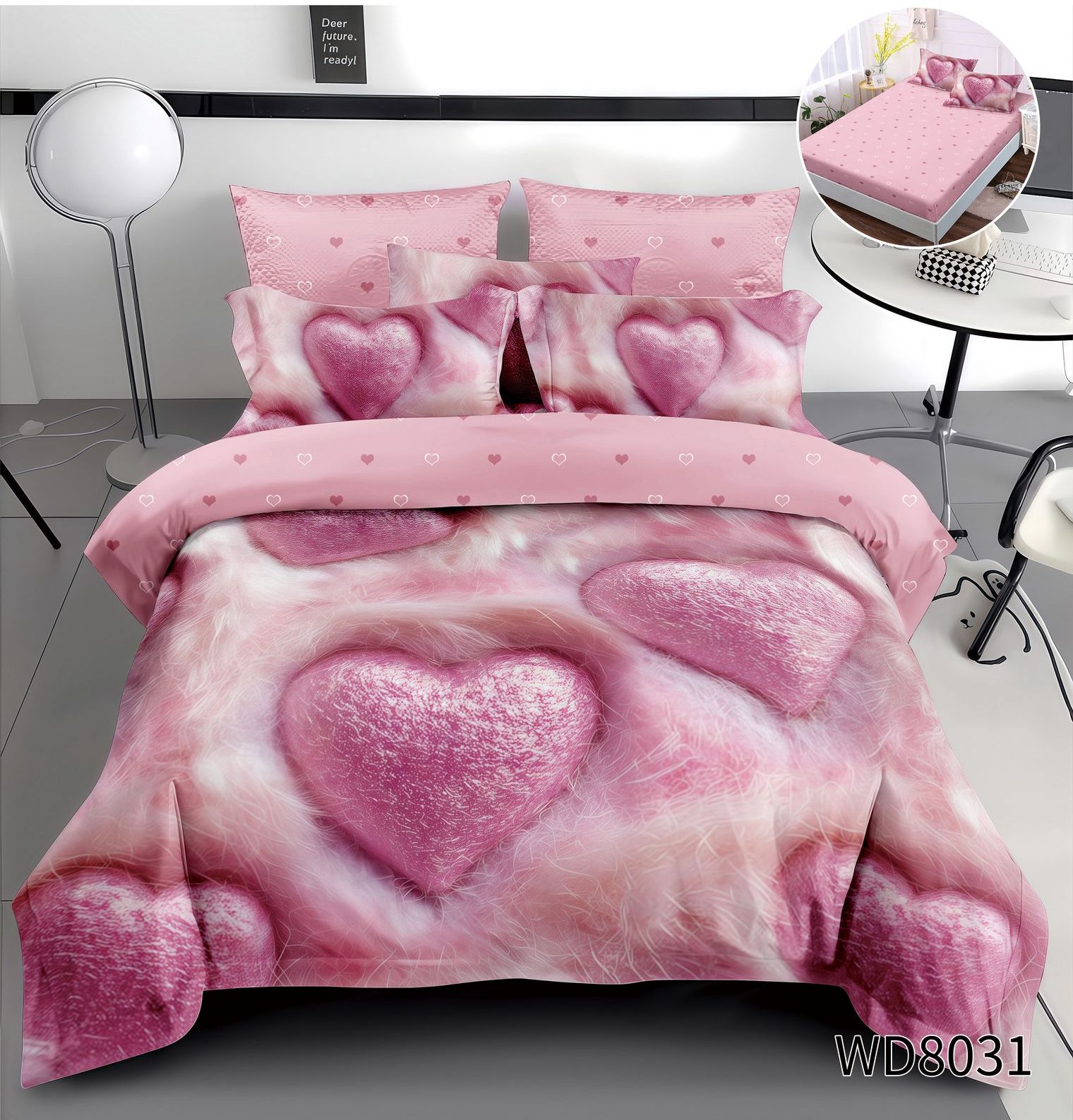 4ffba0ce-6bb4-44d6-9f5c-d4d8ce463109 Lenjerie pat dublu 5 D cu inimi fluturi 5D31 - imagine 1