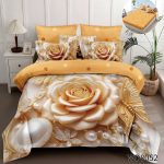 Lenjerie pat dublu 5 D cu elastic flori 5D37