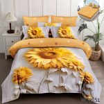 Lenjerie pat dublu 5 D cu elastic floarea soarelui 5D36