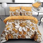 Lenjerie pat dublu 5 D cu elastic flori 5D38