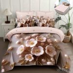 Lenjerie pat dublu 5 D cu elastic flori 5D39