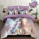 Lenjerie pat dublu cu unicorni 5D cu elastic 5D41