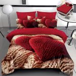 Lenjerie pat dublu cu inimi 5D cu elastic 5D53