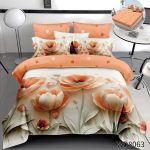 Lenjerie pat dublu cu flori 5D cu elastic 5D58