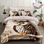 Lenjerie pat dublu cu bufnite 5D cu elastic 5D42