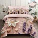 Lenjerie pat dublu cu flori 5D cu elastic 5D59