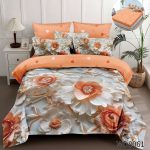 Lenjerie pat dublu cu flori 5D cu elastic 5D60