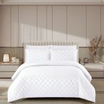 Lenjerie de pat damasc finetat cu elastic  DEP10