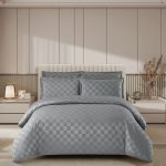 Lenjerie de pat damasc finetat cu elastic  DEP01