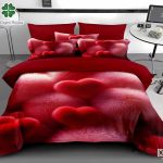 Lenjerie pat dublu cu inimi 5D cu elastic 5D67