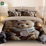 Lenjerie pat dublu cu ursi 5D cu elastic 5D66