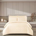 Lenjerie de pat damasc finetat cu elastic  DEP08