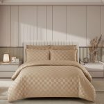 Lenjerie de pat damasc finetat cu elastic  DEP04