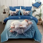 Lenjerie pat dublu cu fundite 5D cu elastic 5D76
