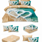 Lenjerie pat dublu cu inimi 5D cu elastic 5D78