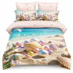 Lenjerie pat dublu cu scoici 5D cu elastic 5D87