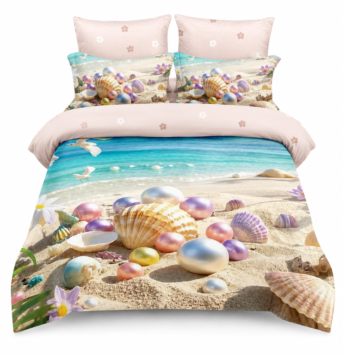 63269bcf-b0a6-44f4-a958-fd7c5154f2fb Lenjerie pat dublu cu scoici 5D cu elastic 5D87 - imagine 1