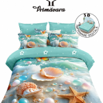 Lenjerie pat dublu cu scoici 5D cu elastic 5D85