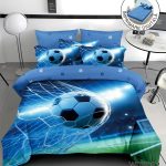 Lenjerie pat dublu cu minge de fotbal 5D cu elastic 5D90