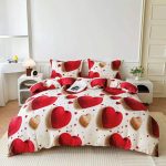 lenjerie de pat cocolino cu inimi rosii cearceaf de pat cu elastic