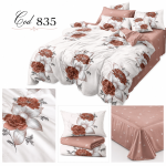 Lenjerie de pat din finet 835 – Model floral elegant roz pudrat