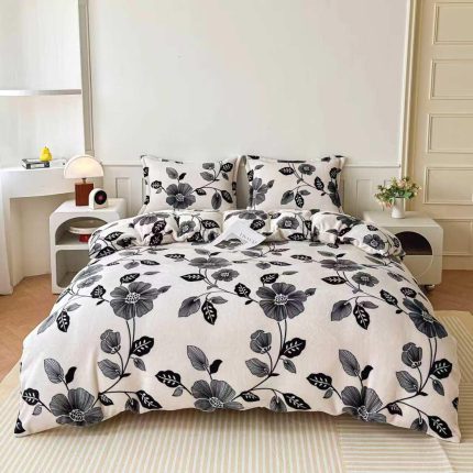 lenjerie de pat cocolino model floral ceraceaf de pat cu elastic