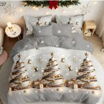 Lenjerie de craciun cu elastic pentru pat dublu 6 piese Super Elegant Pucioasa C37