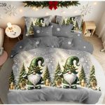 Lenjerie de craciun cu elastic pentru pat dublu 6 piese Super Elegant Pucioasa C39